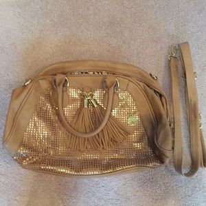 Big Buddha - tan tassel bag with extendable strap